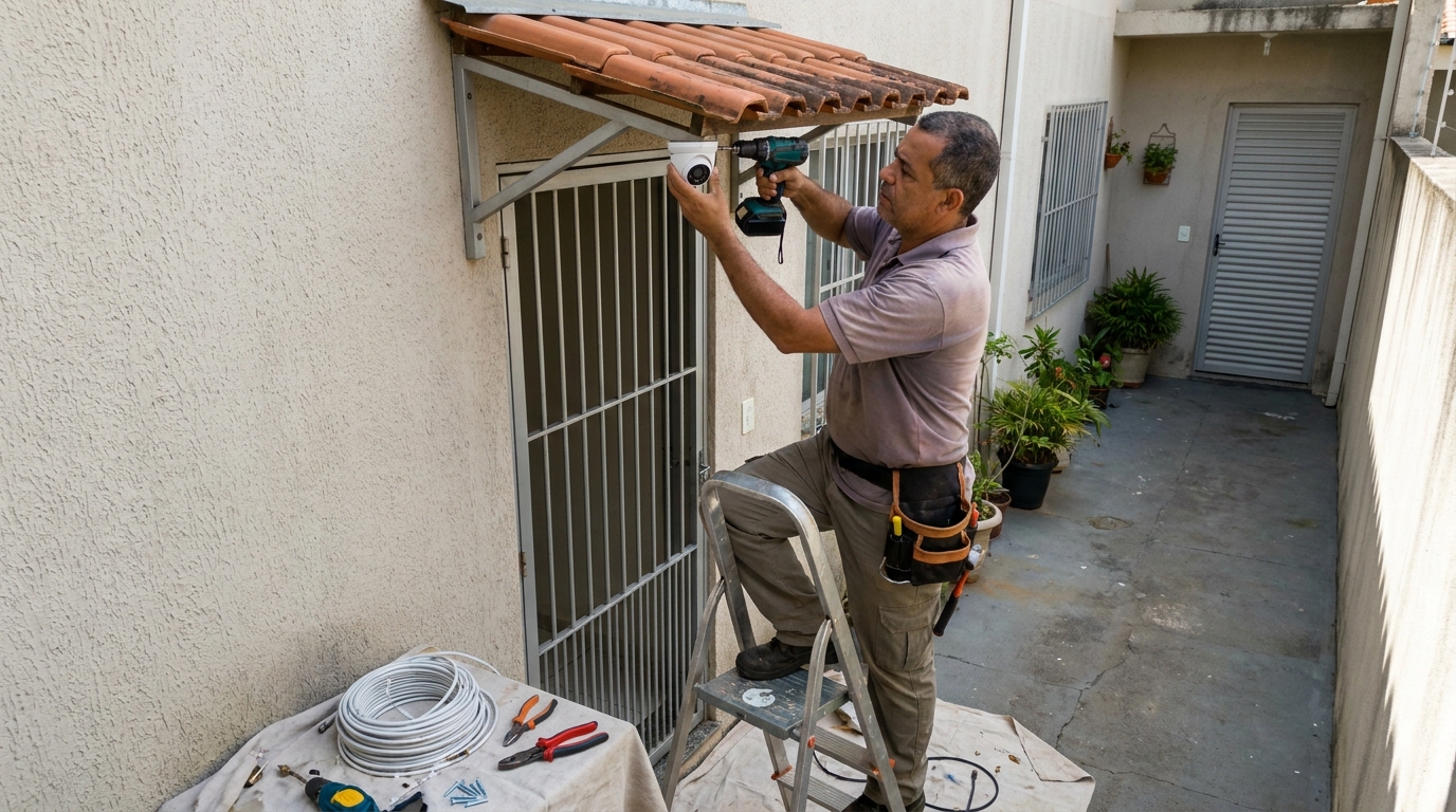Eletricista instalando cameras de seguranca em Palmas‑TO