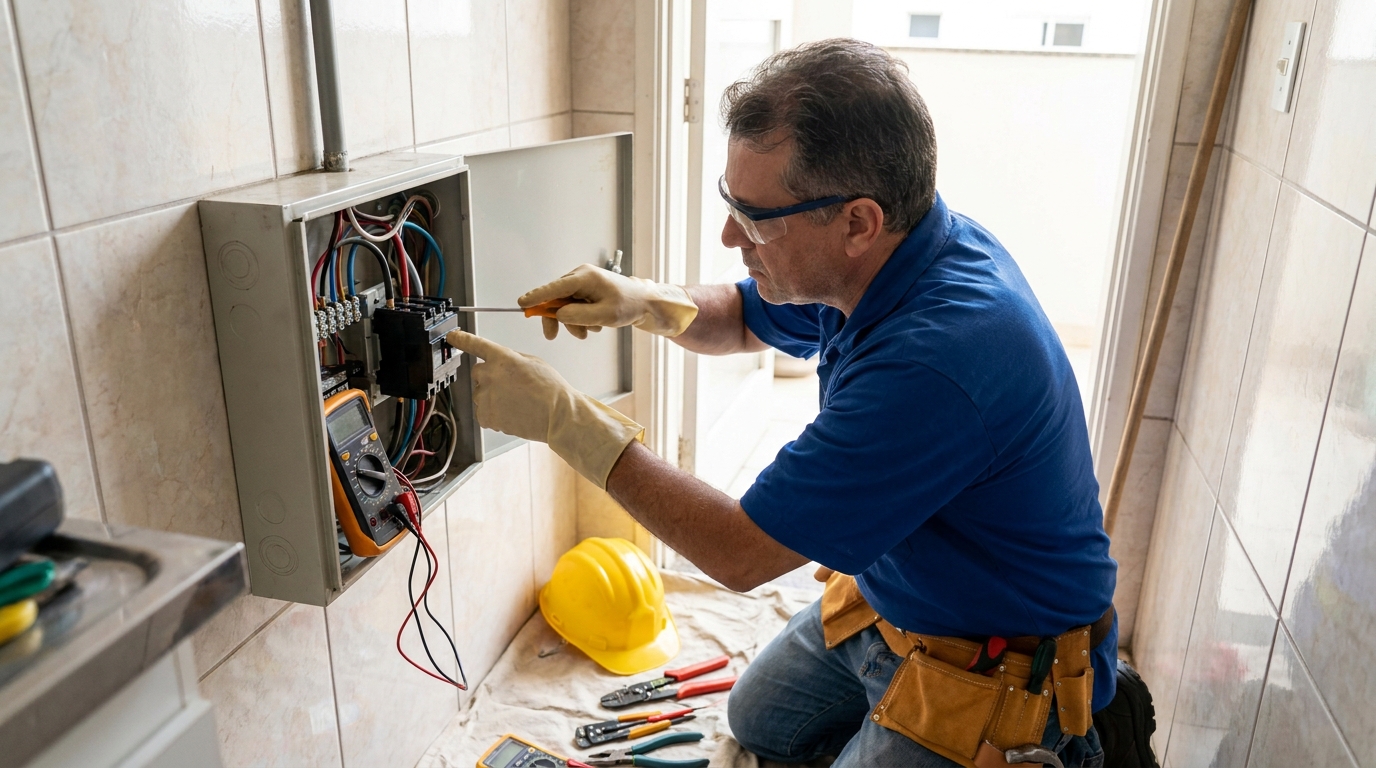 Eletricista instalando disjuntor em Palmas‑TO