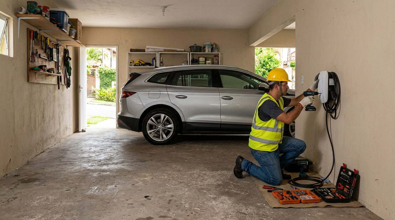 Instalacao de carregador de carro eletrico residencial em Palmas‑TO