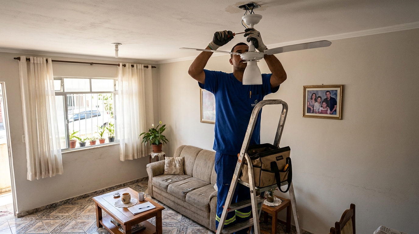 Instalacao de ventilador de teto residencial em Palmas‑TO